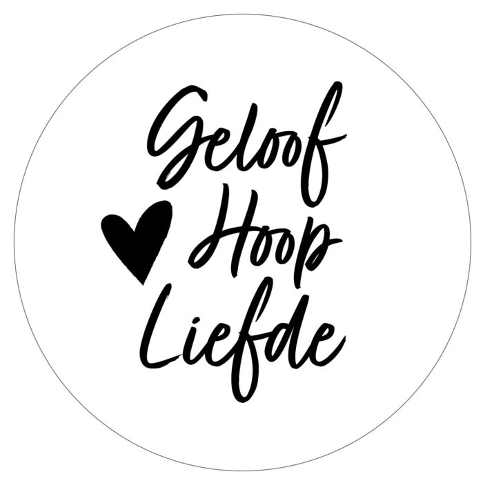 Muurcirkel zwart wit - Geloof hoop liefde